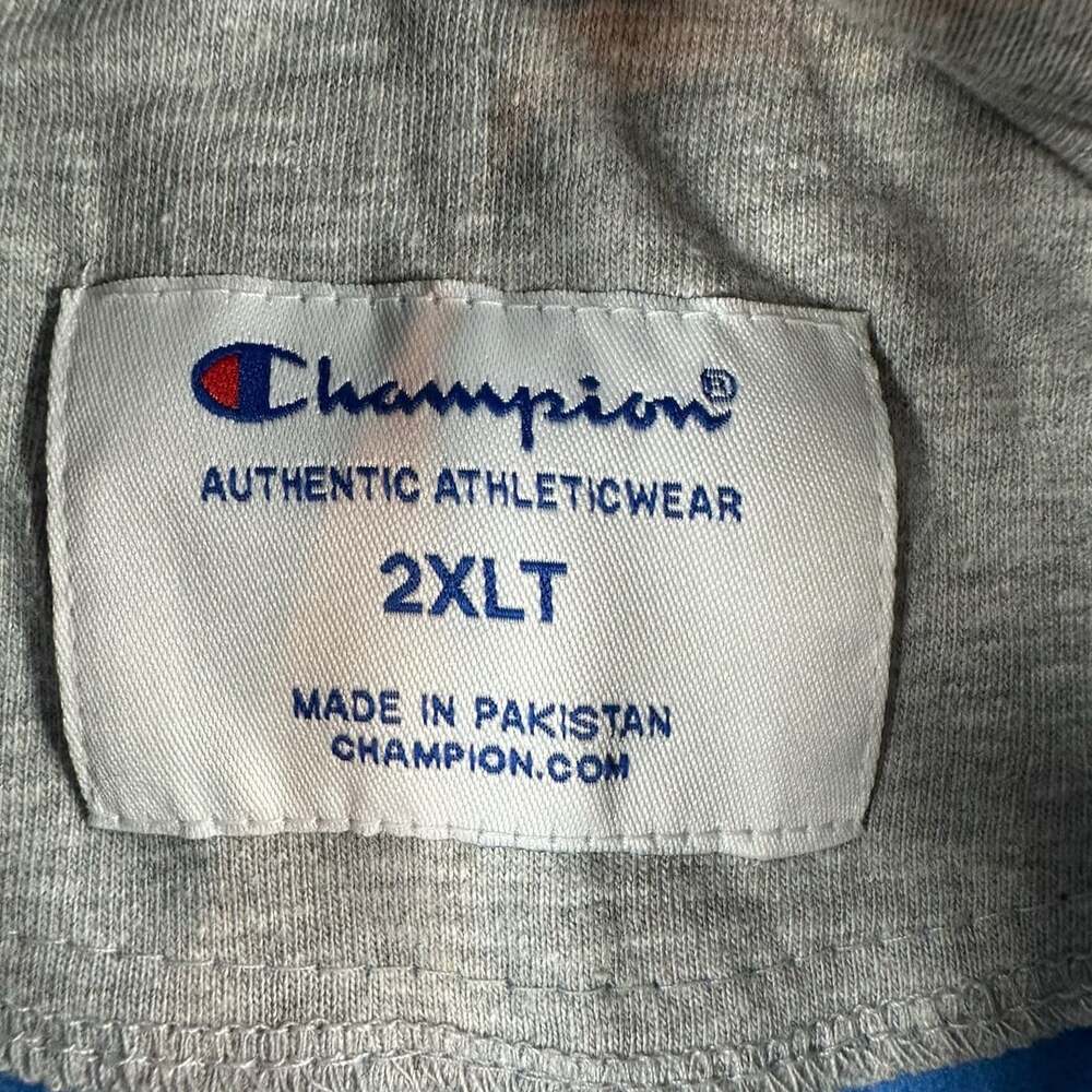 Champion Hoodie Mens Size 2XLT Blue Script Logo Pullover Fleece - Picture 3 of 7